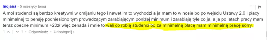 Zrzut ekranu postu w którym ktoś opisuje jak ominąć system JSA