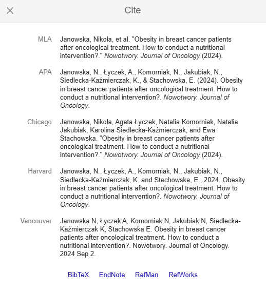 Różne style zapisu bibliograficznego na Google Scholar Przykład gotowego zapisu bibliograficznego w Google Scholar